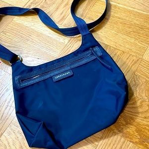Deep navy beautiful stylish Longchamp bag— like new. cross body or shoulder